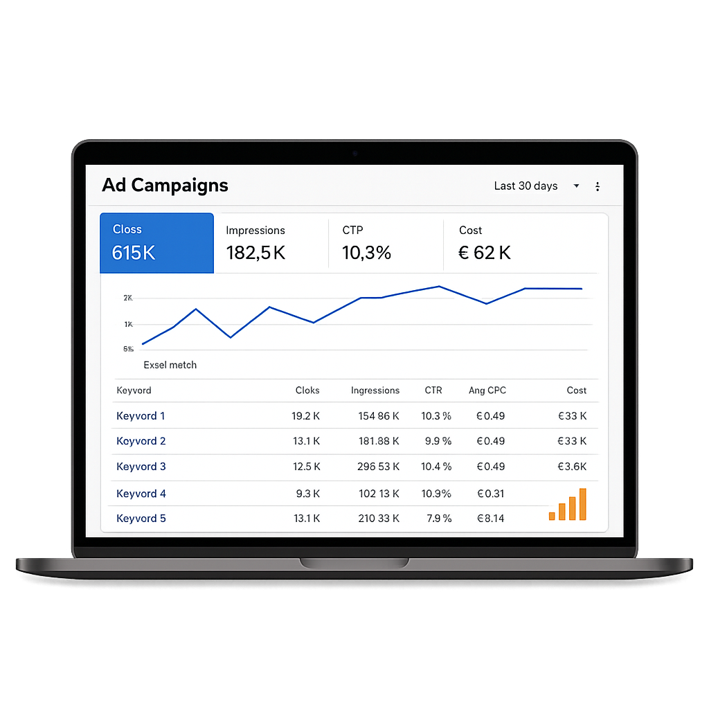 Google Ads Dashboard einer Google Ads Agentur