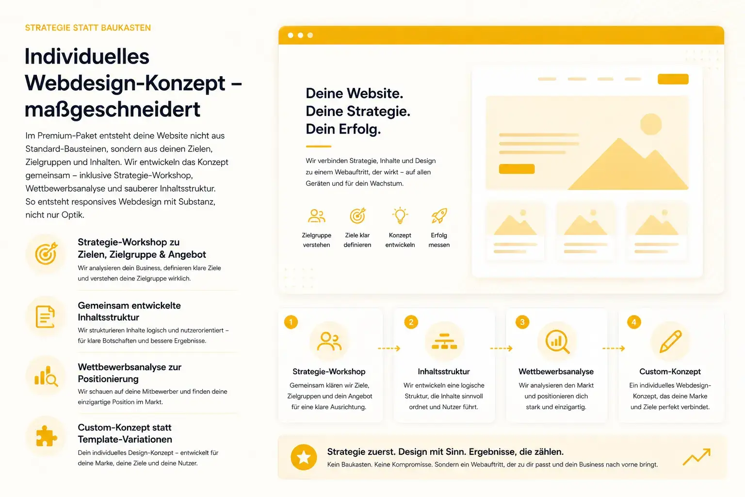 Individuelles Webdesign-Konzept im Premium-Paket – maßgeschneiderte Strategie mit Workshop, Inhaltsstruktur und Wettbewerbsanalyse von Webfire Marketing aus Fulda