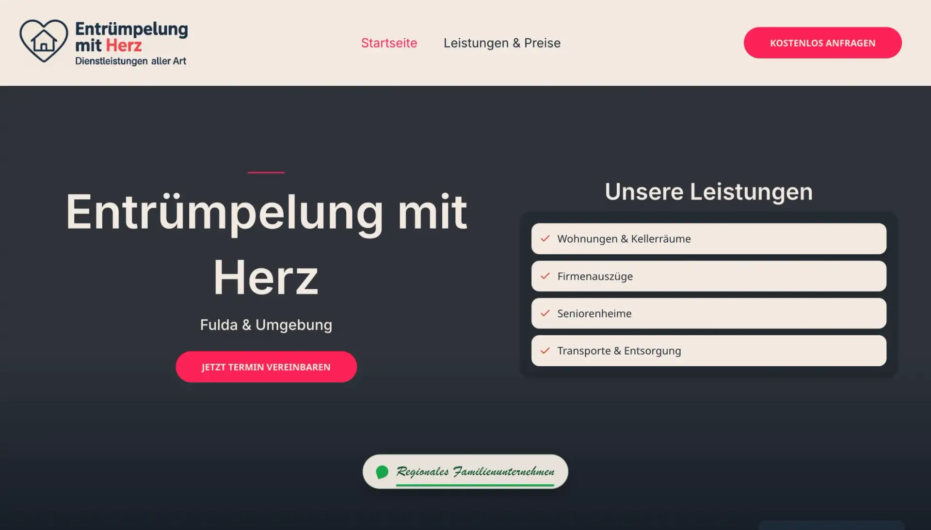 Webdesign Agentur Beispiel – Handwerker Website im Basic-Paket